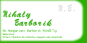 mihaly barborik business card